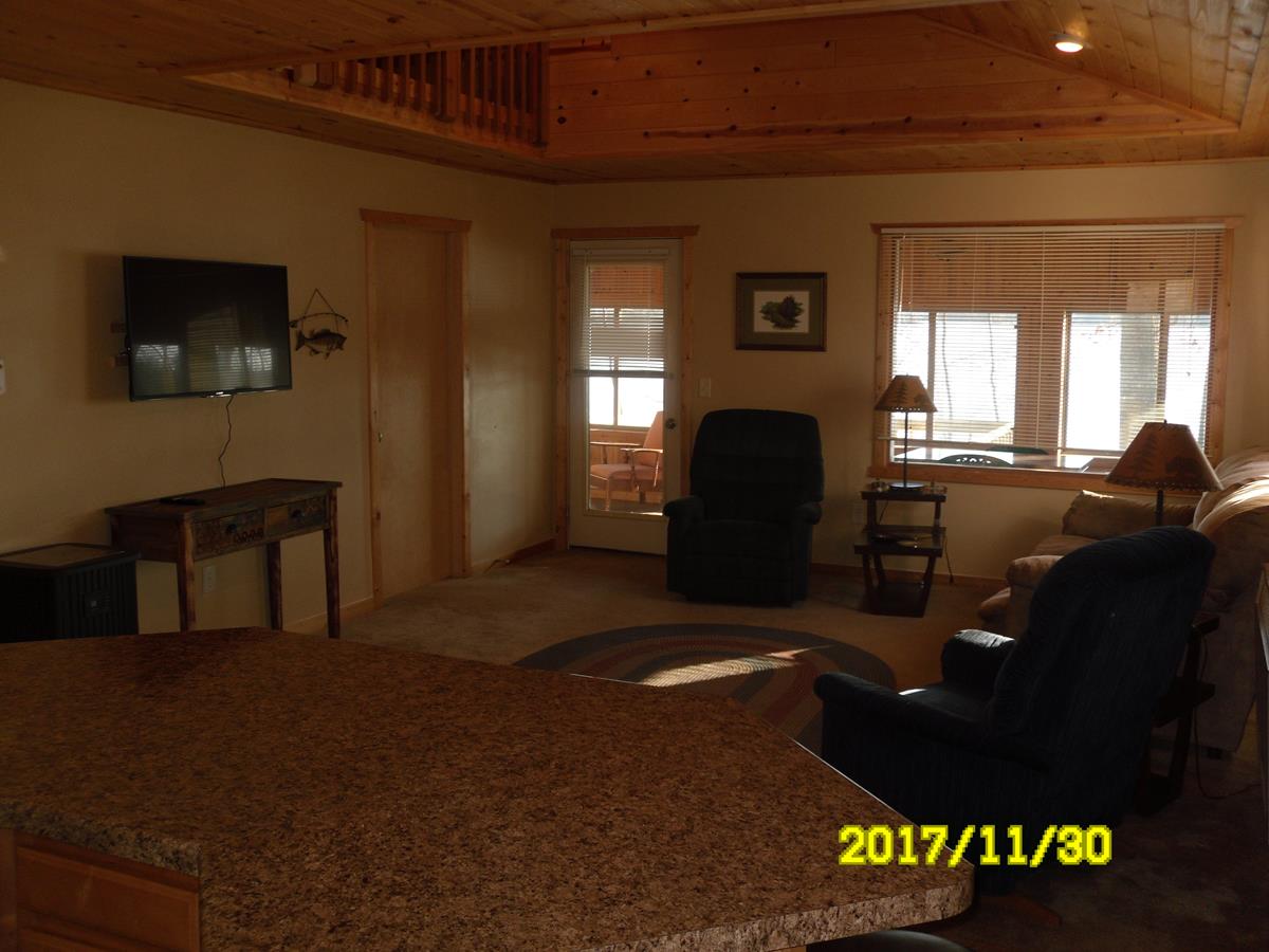 View of cabin 3 entryway and living room